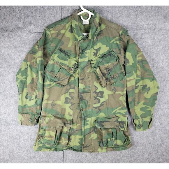 VTG Military Poplin Class 2 Coat Men's Small Regular Camouflage Slant Pocket